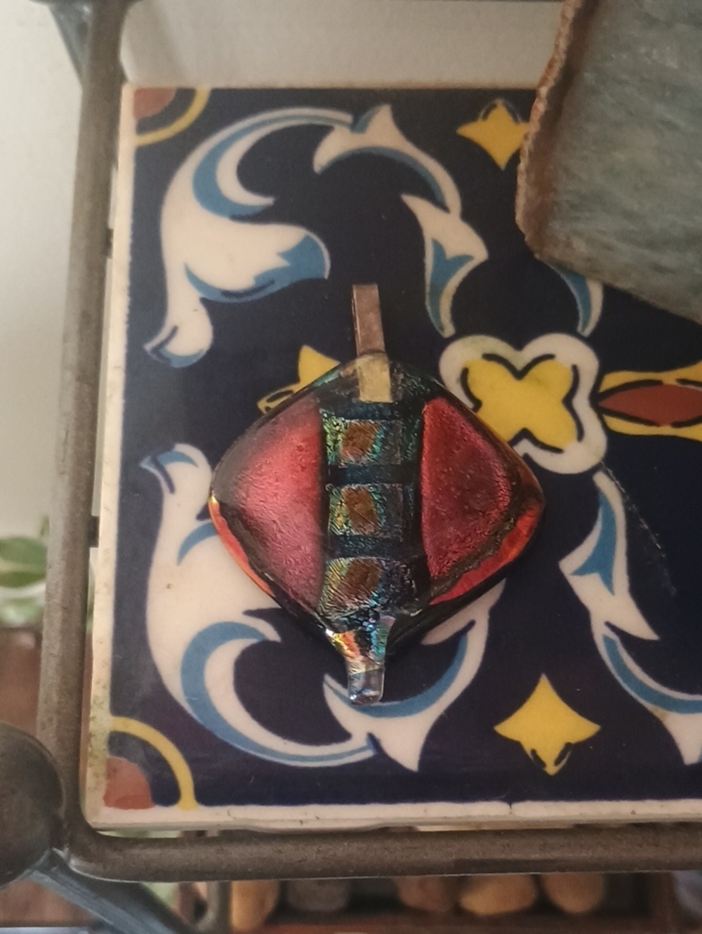 Iridescent Red Glass Pendant